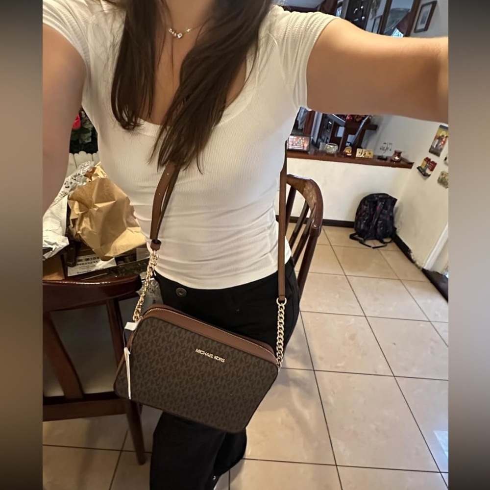 Michael Kors Women’s Brown Monogram Adjustable Strap Crossbody/Shoulder Bag |NEW - Picture 9 of 12